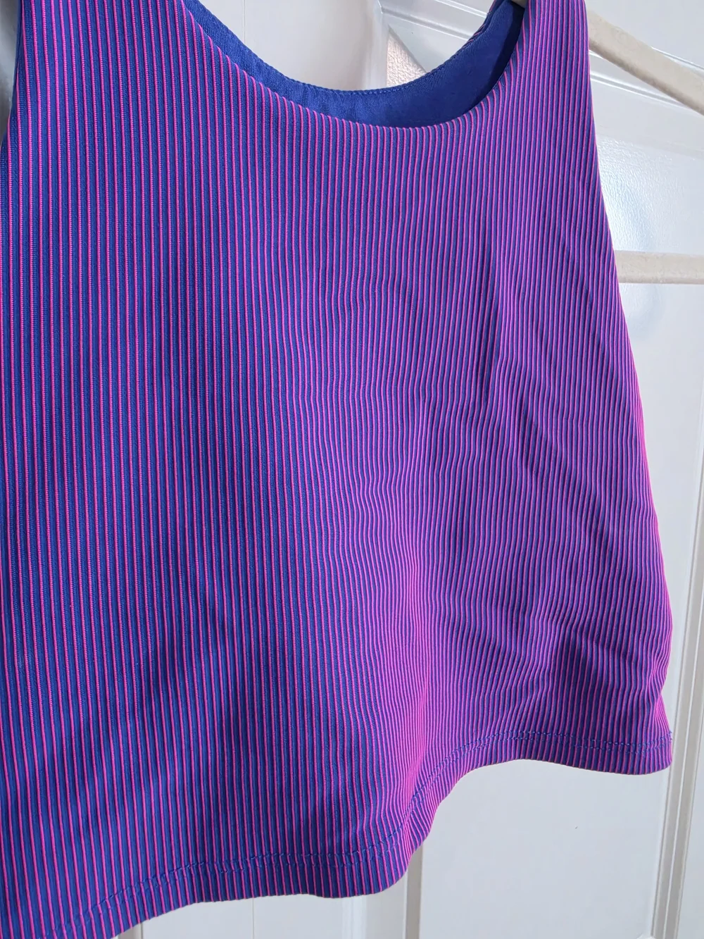 Old Navy Purple pink and blue vertical Striped High-Neck Crop Tank built in bra